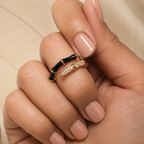 Black enamel Adjustible Ring