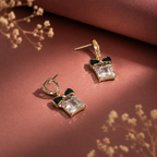Noir Bow Minimal Drop Earrings