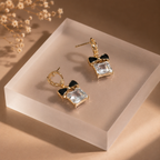 Noir Bow Minimal Drop Earrings