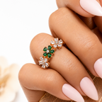 Emerald Blossom Adjustable Ring